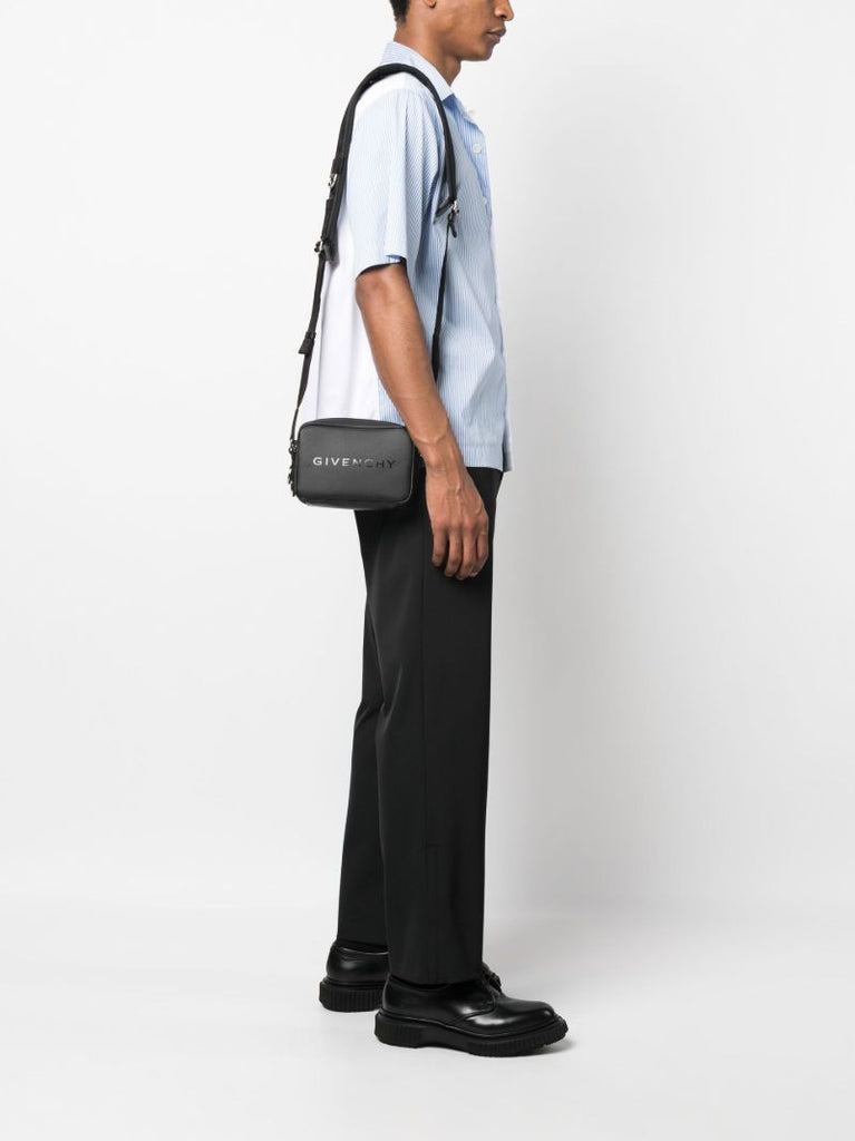 Black Logo Print Messenger Bag