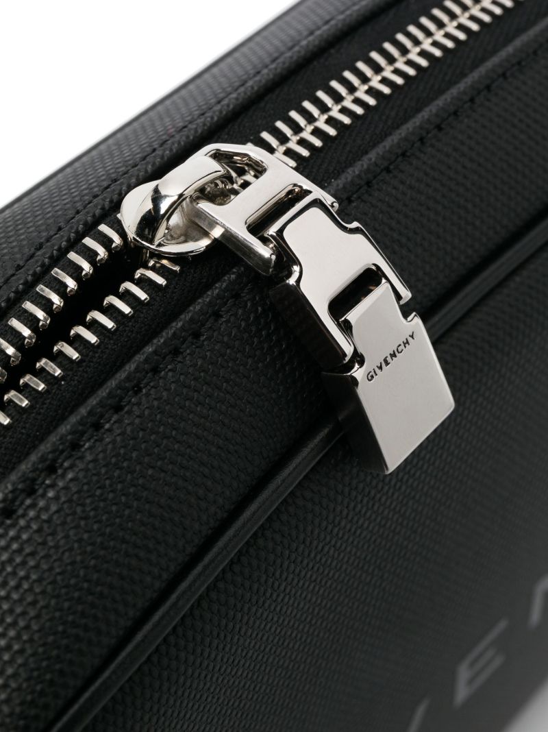 Black Logo Print Messenger Bag