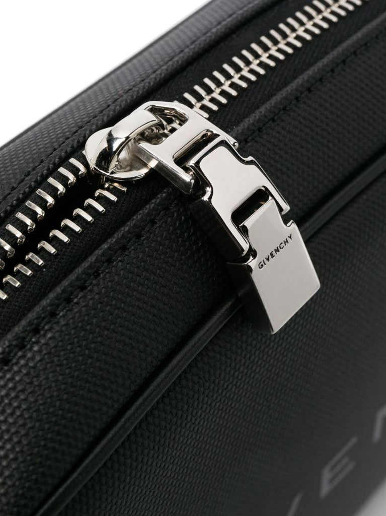 Black Logo Print Messenger Bag
