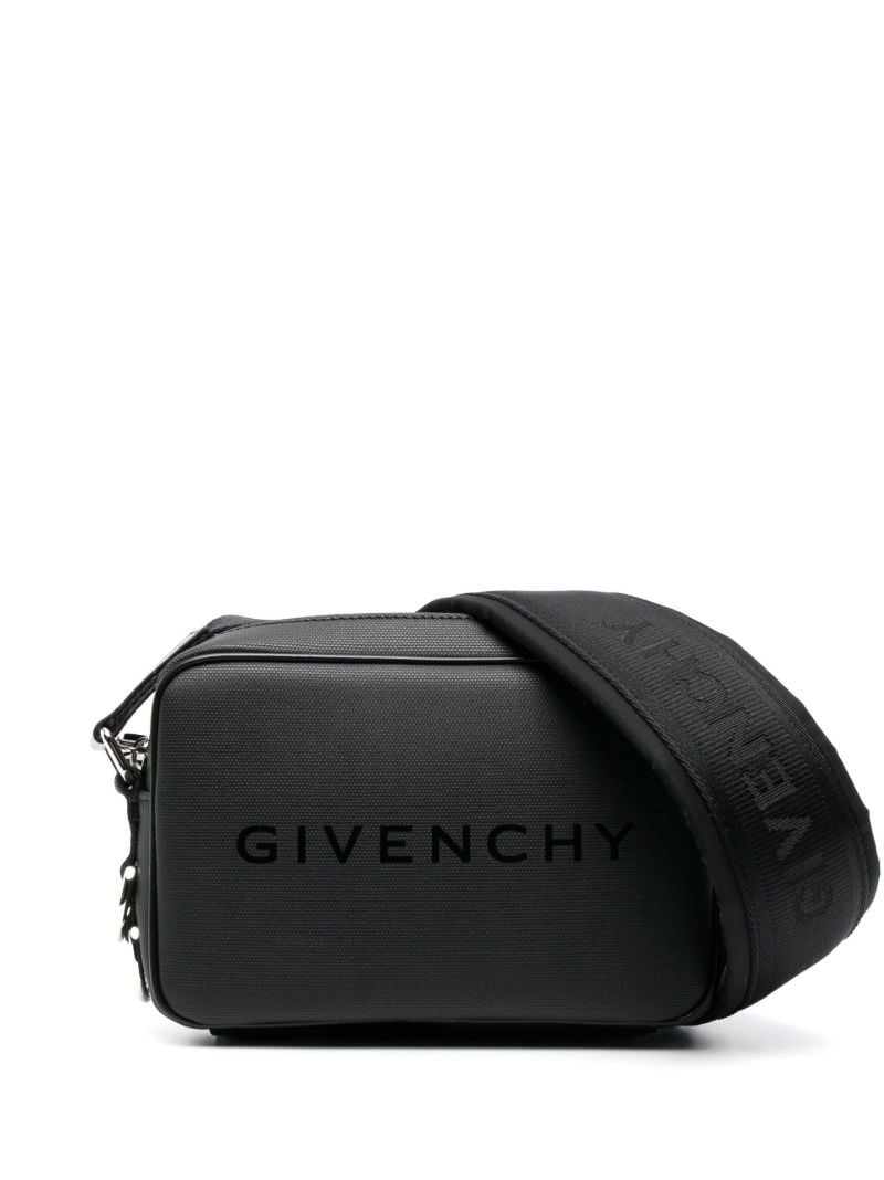 Black Logo Print Messenger Bag