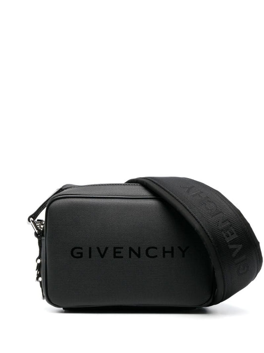 Black Logo Print Messenger Bag