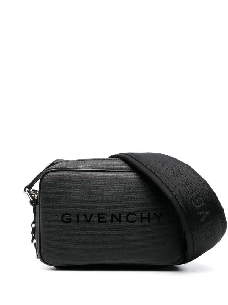 Black Logo Print Messenger Bag