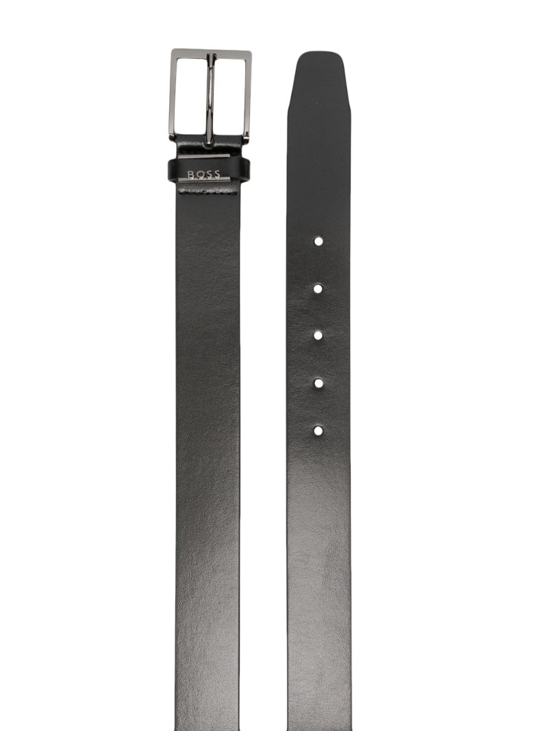 Black Logo-buckle Leather Belt