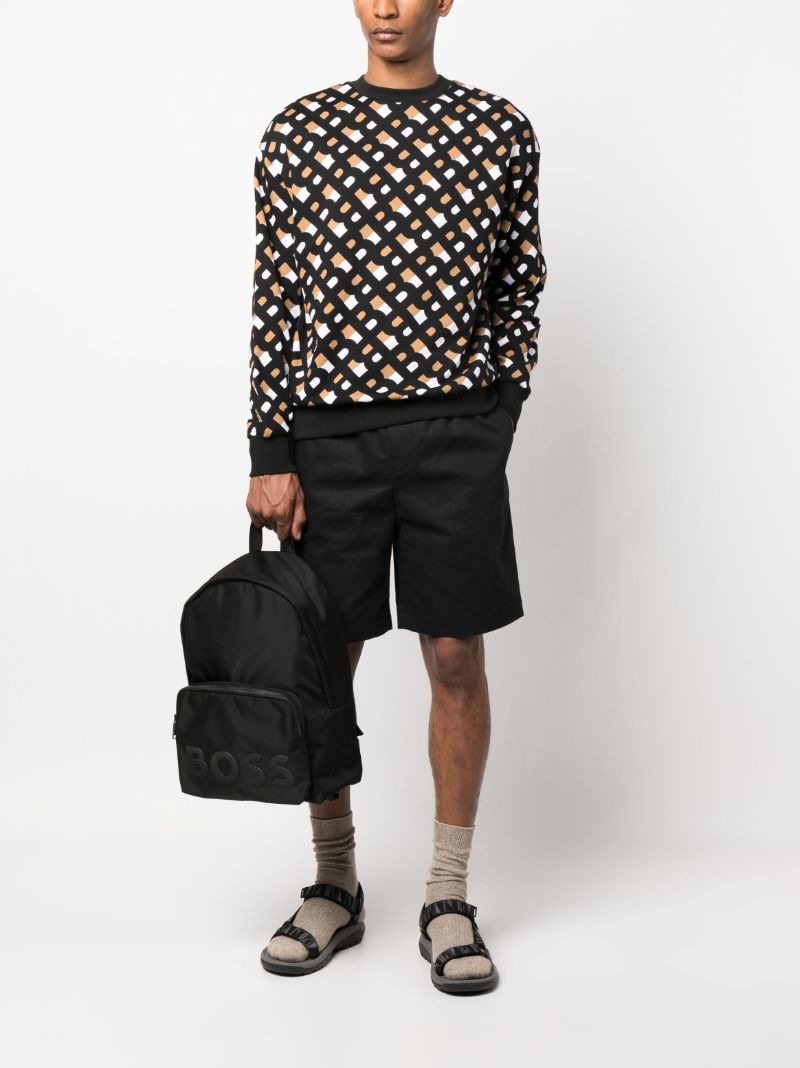 Black Embossed Logo Backpack