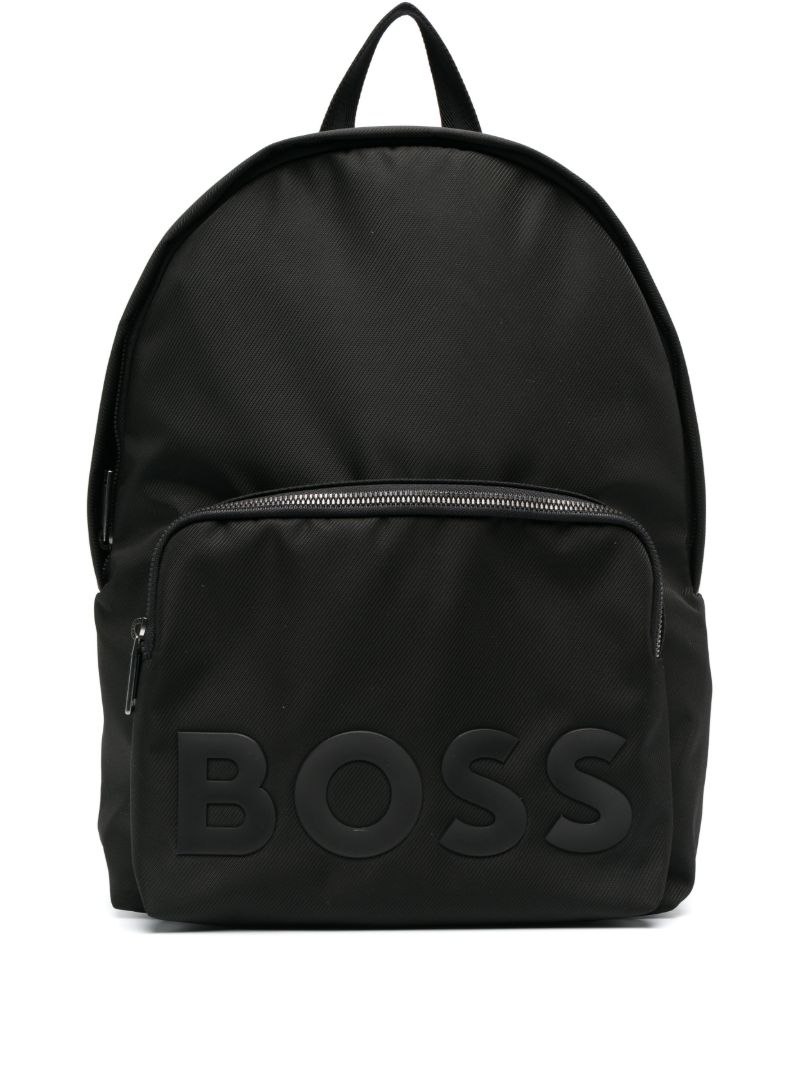 Black Embossed Logo Backpack