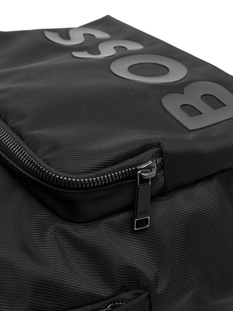 Black Embossed Logo Backpack