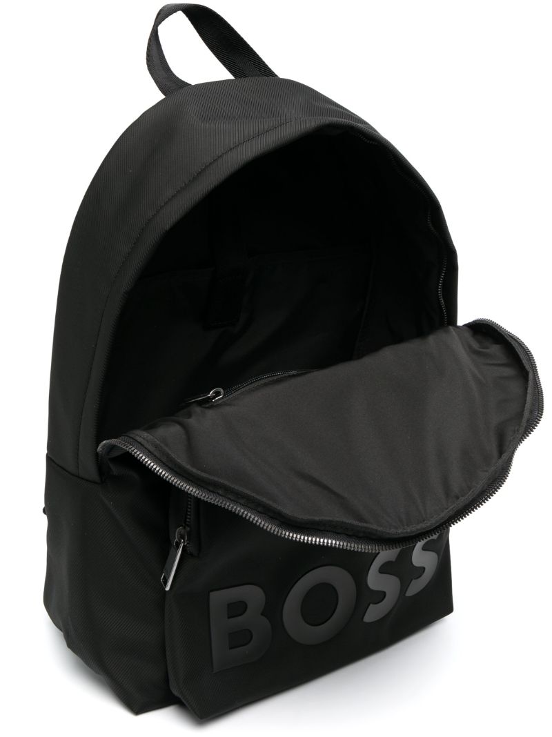Black Embossed Logo Backpack