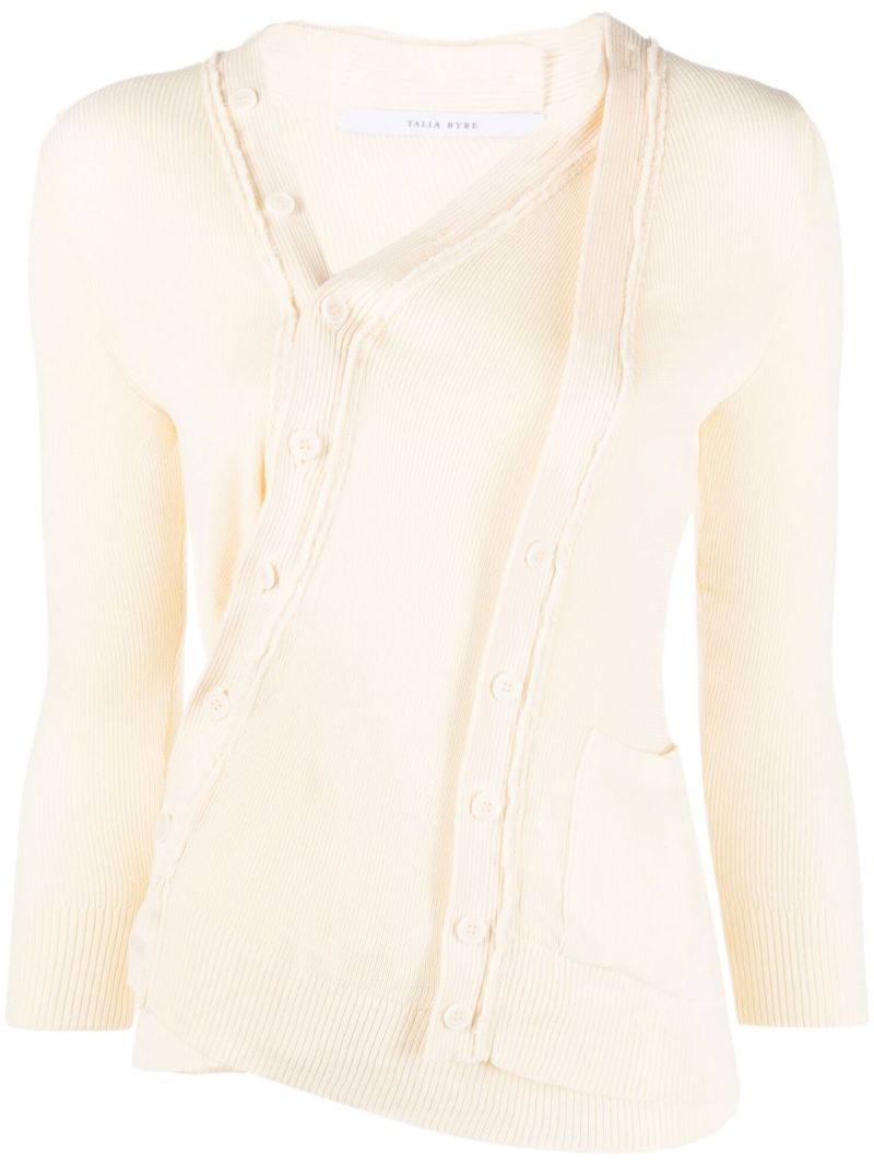 Yellow Ribbed Asymmetric Cardigan