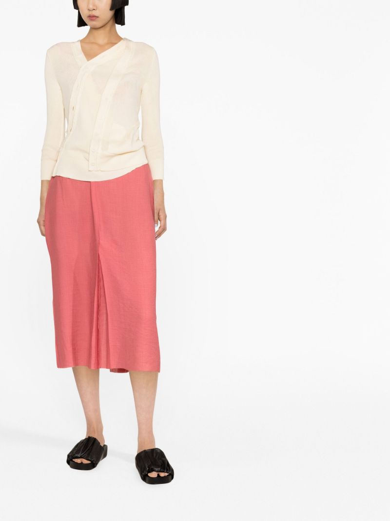 Yellow Ribbed Asymmetric Cardigan