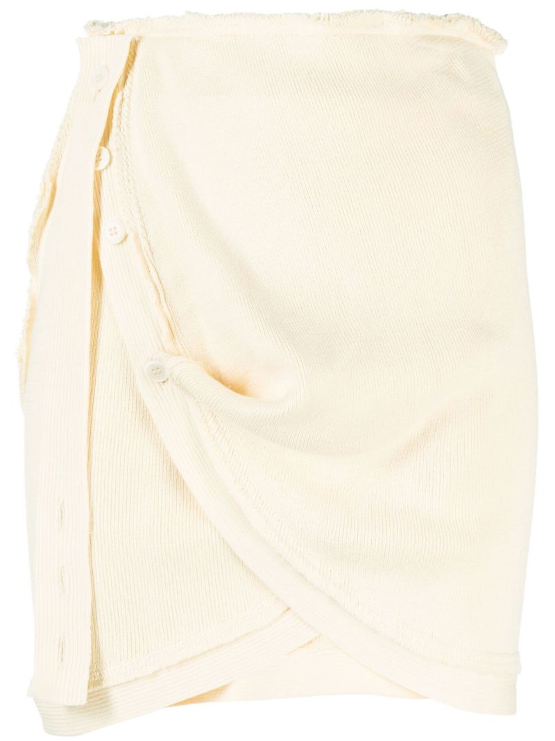 White Asymmetric Knitted Skirt