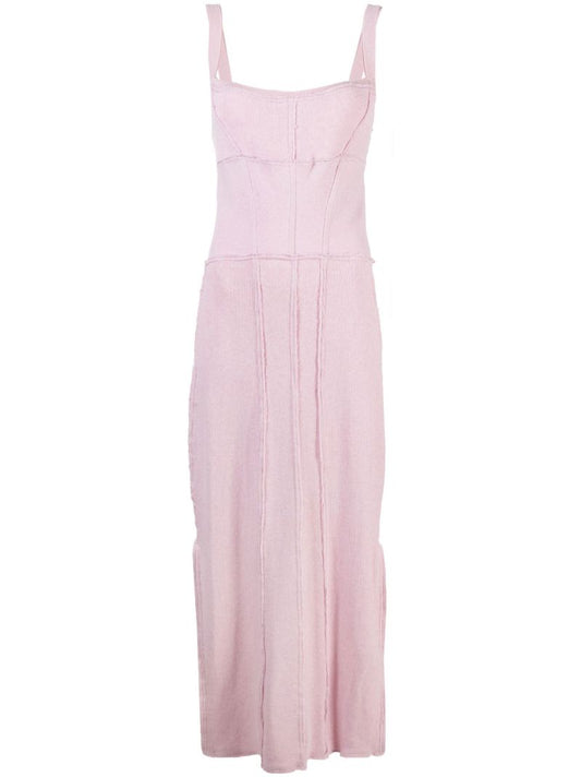 Pink Knit Corset Cotton Slip Dress