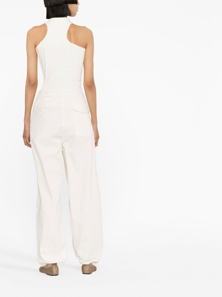 White Ribbed-knit Tank Top