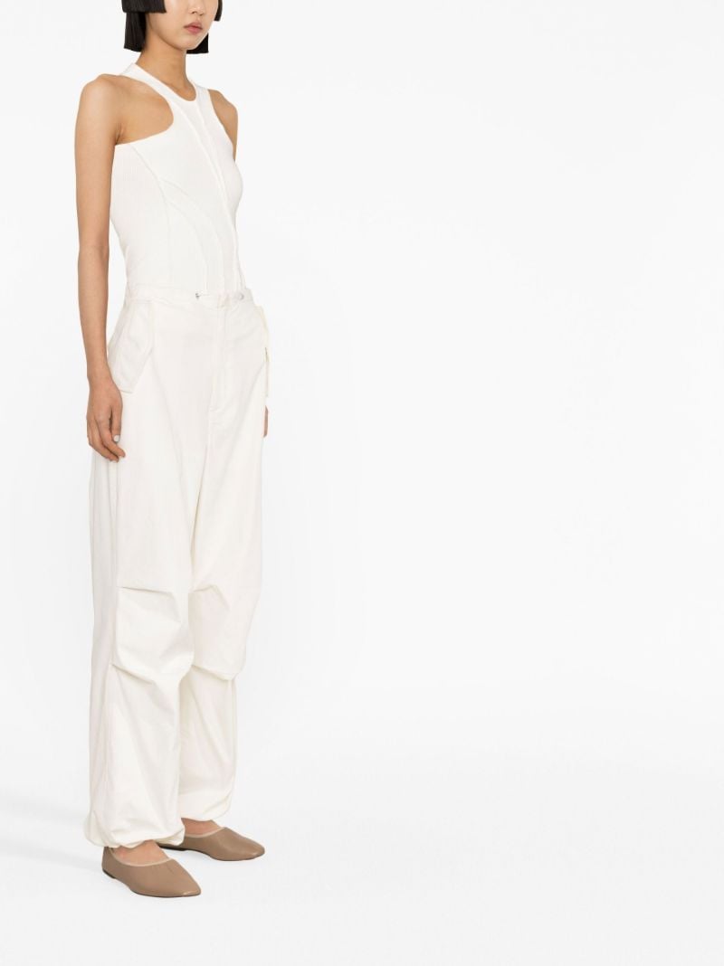 White Ribbed-knit Tank Top