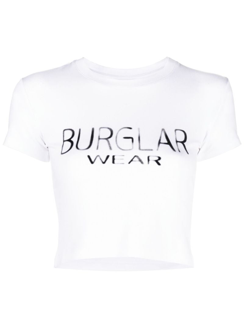 White Burglar Wear Cropped T-shirt