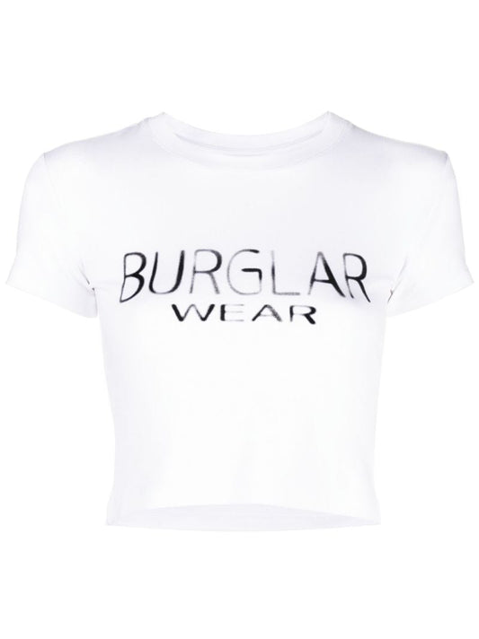 White Burglar Wear Cropped T-shirt