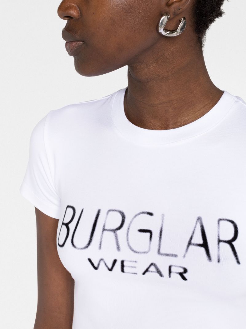 White Burglar Wear Cropped T-shirt