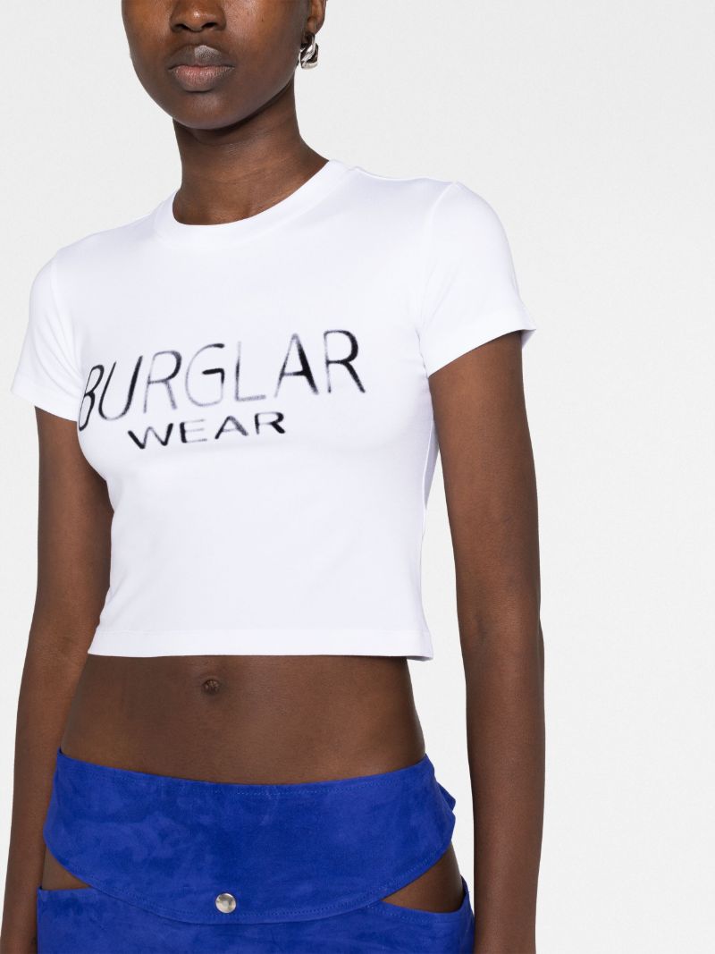 White Burglar Wear Cropped T-shirt