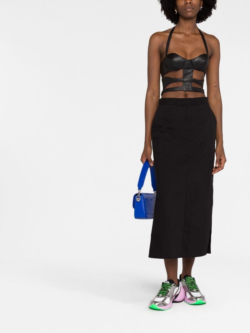 Black Cut-out Leather Bustier Top