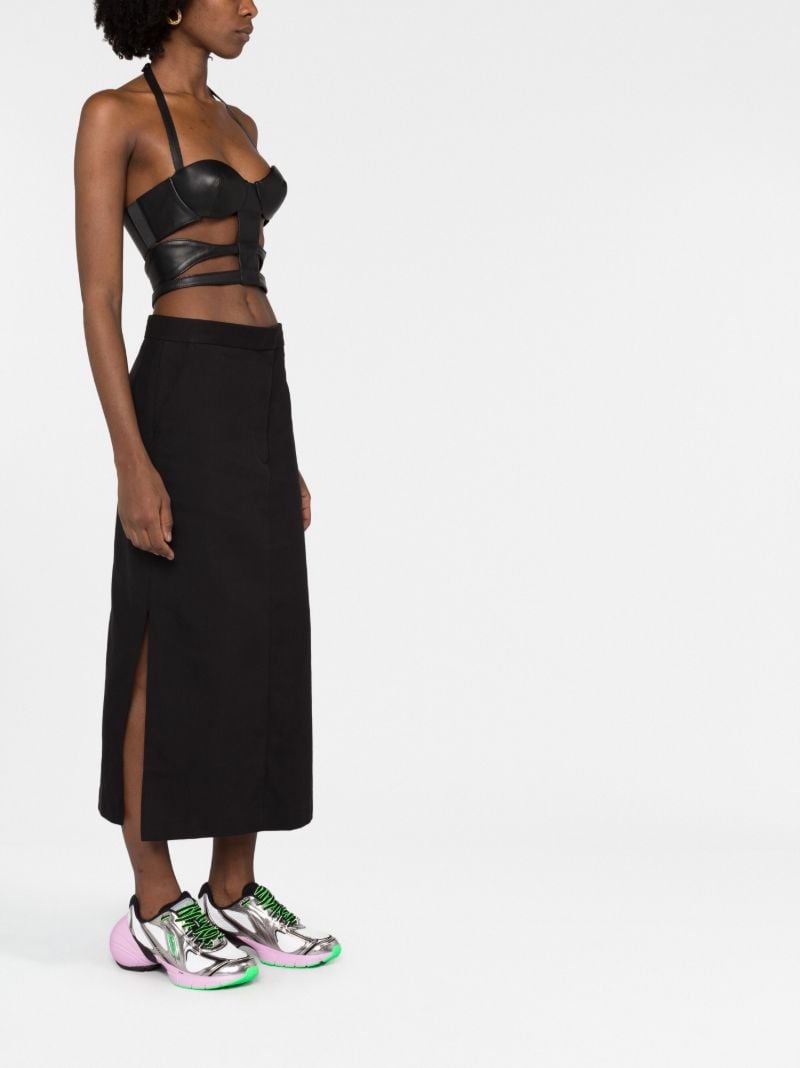 Black Cut-out Leather Bustier Top