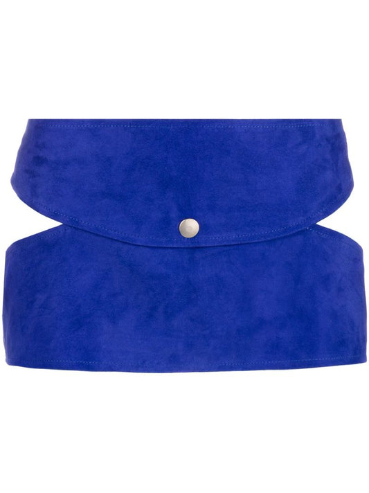 Blue Low-rise Suede Mini Skirt