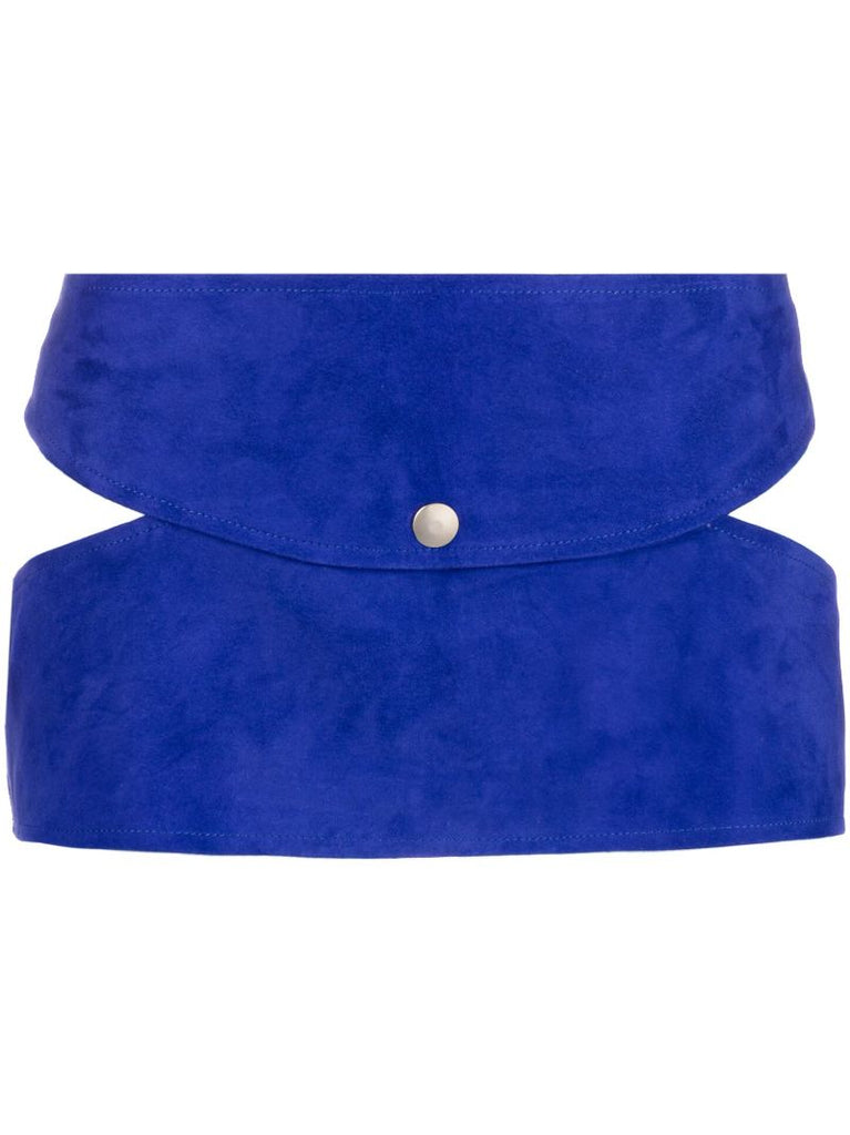Blue Low-rise Suede Mini Skirt