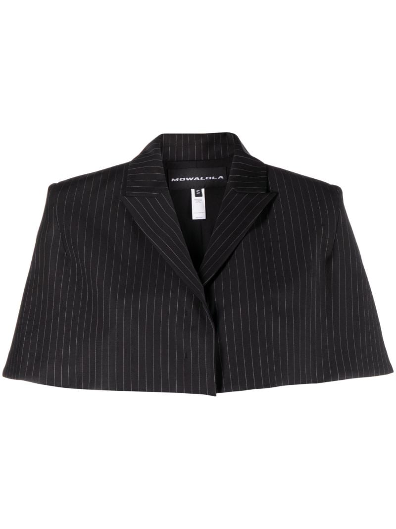 Black Pinstripe Cropped Cape