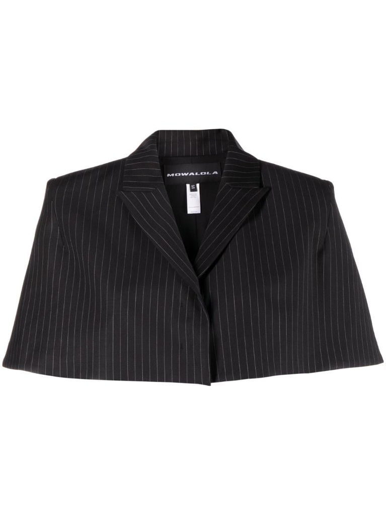 Black Pinstripe Cropped Cape