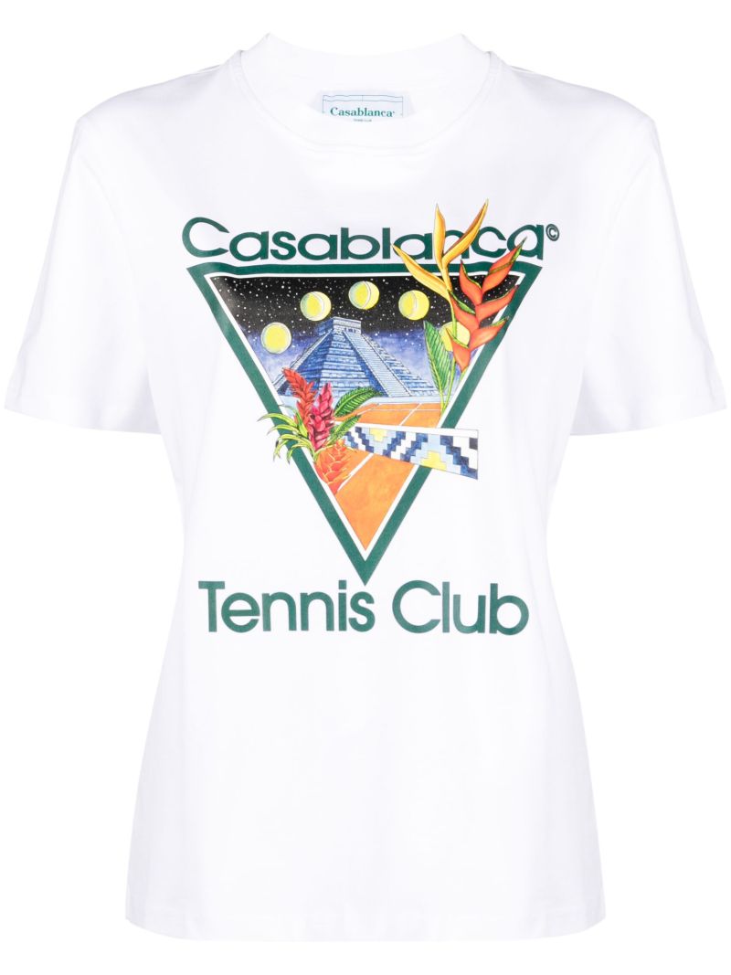 White Tennis Club Print T-shirt