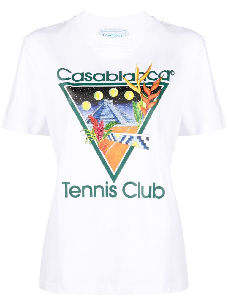 White Tennis Club Print T-shirt
