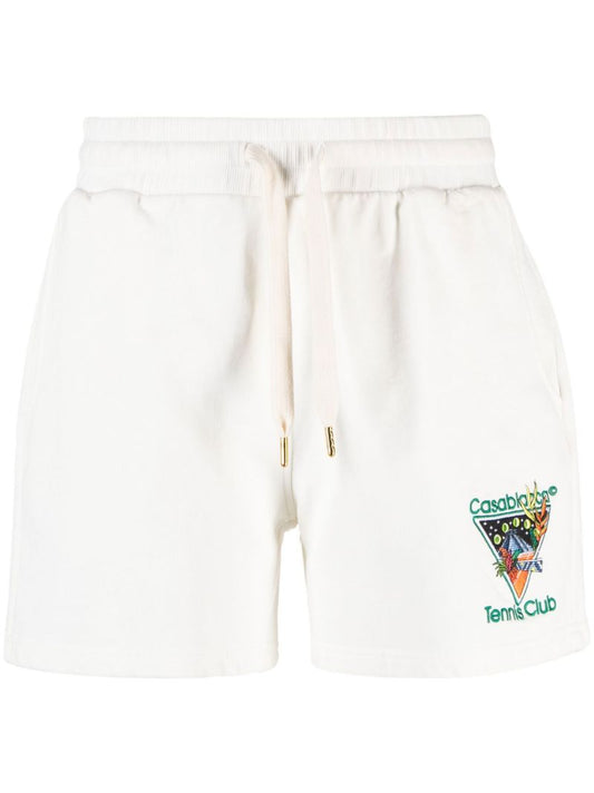 White Embroidered Logo Track Pants