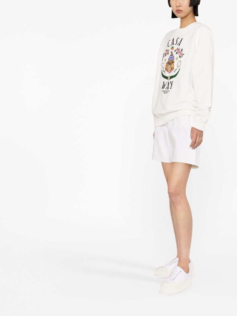 White Casa Way Embroidered Sweatshirt