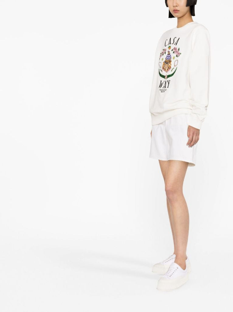 White Casa Way Embroidered Sweatshirt