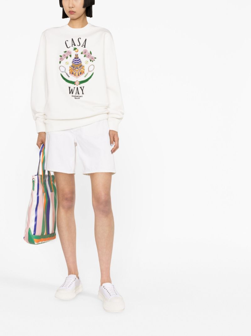 White Casa Way Embroidered Sweatshirt