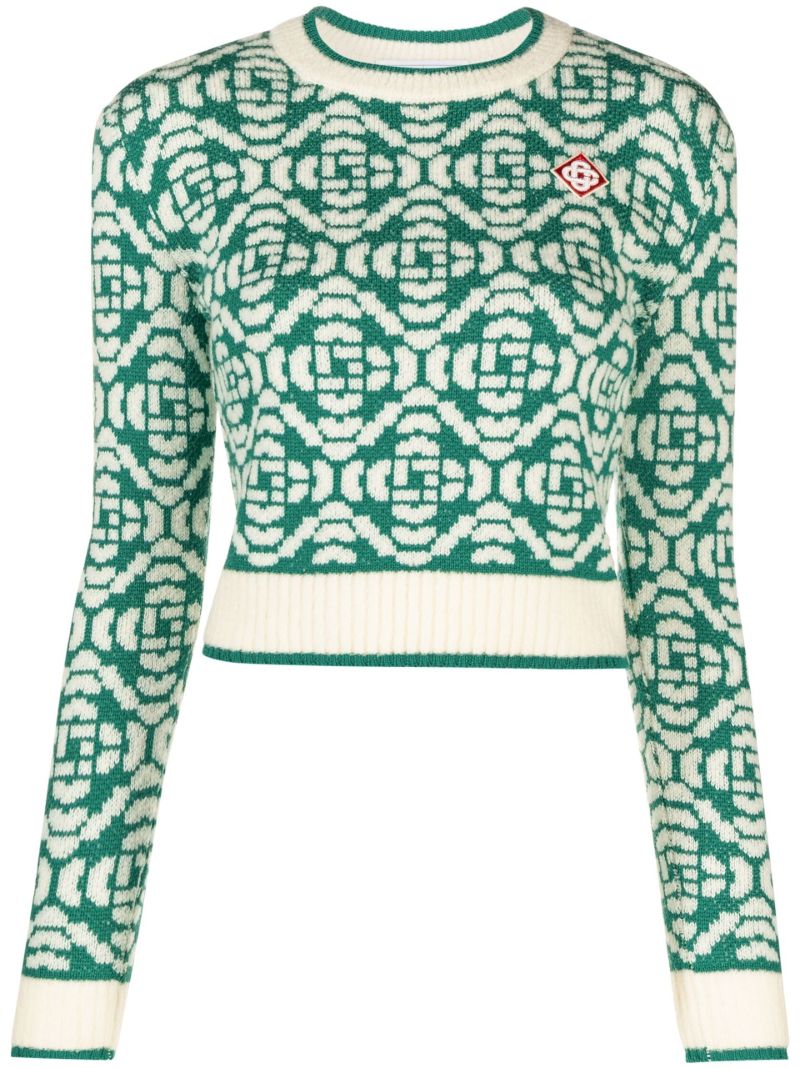 Green Monogram Wool Sweater