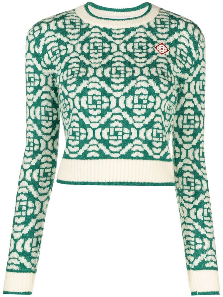 Green Monogram Wool Sweater