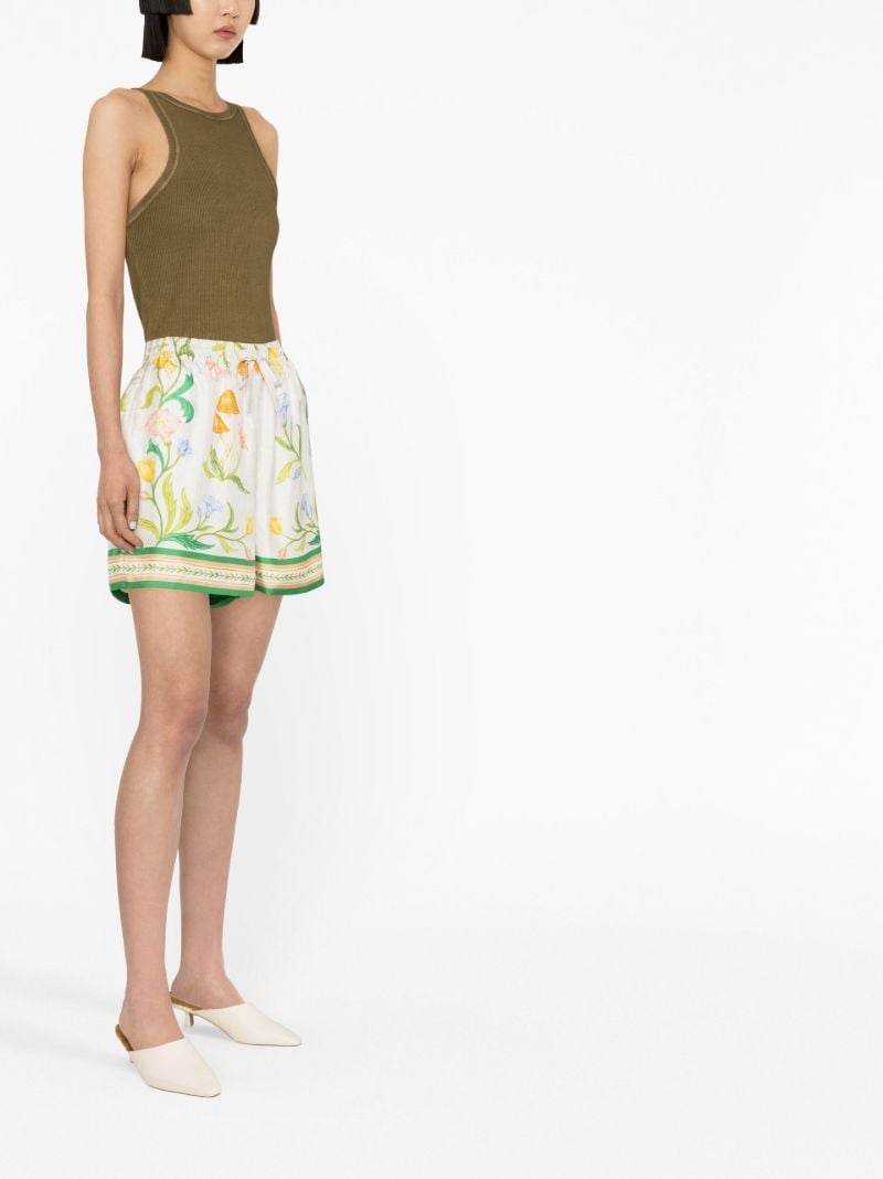 White LÃ¢â_x0082_¬â_x0084_¢arche Fleure Printed Silk Shorts