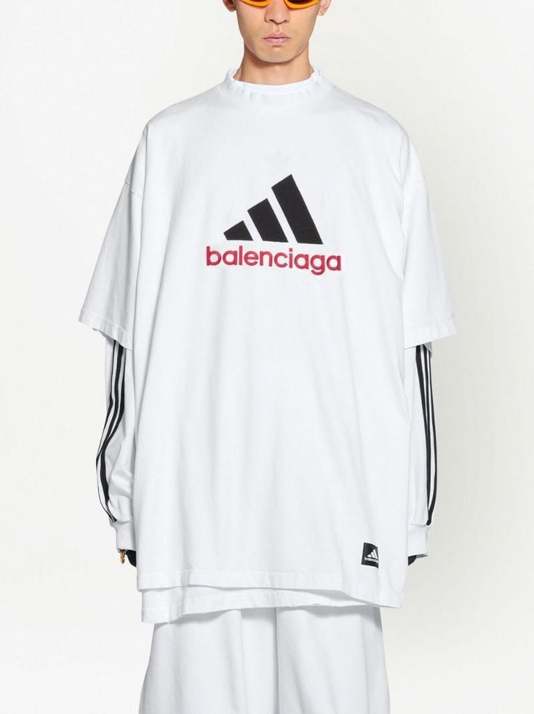 X Adidas White Logo Embroidered Crew Neck Cotton T-shirt