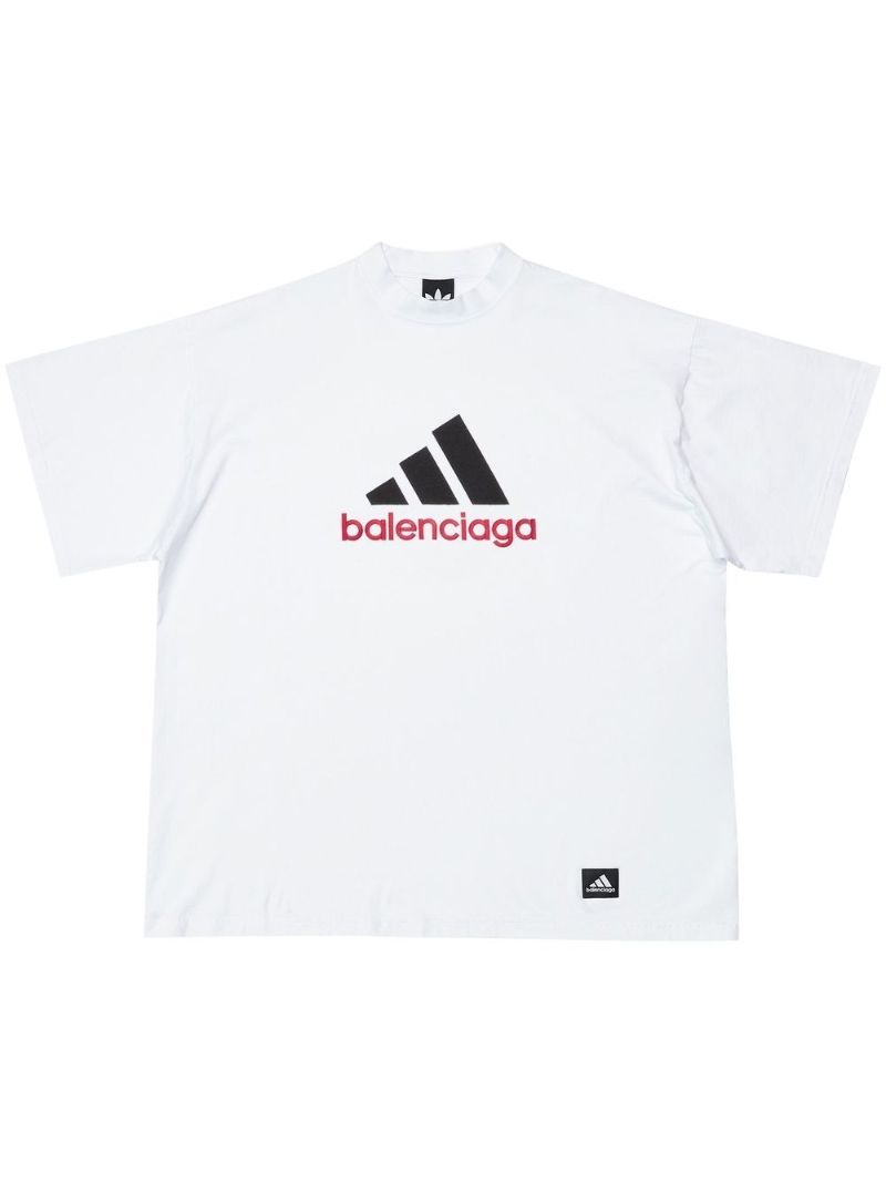 X Adidas White Logo Embroidered Crew Neck Cotton T-shirt