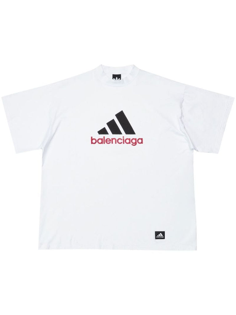 X Adidas White Logo Embroidered Crew Neck Cotton T-shirt