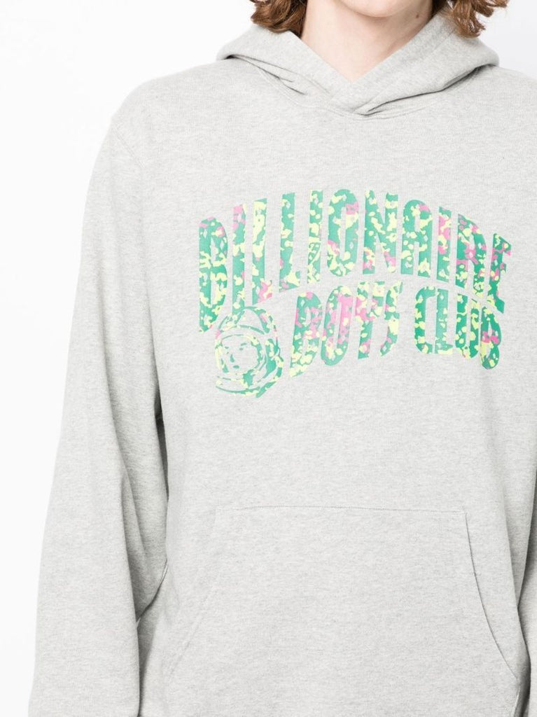 Grey Hibiscus Camo Arch Cotton Hoodie