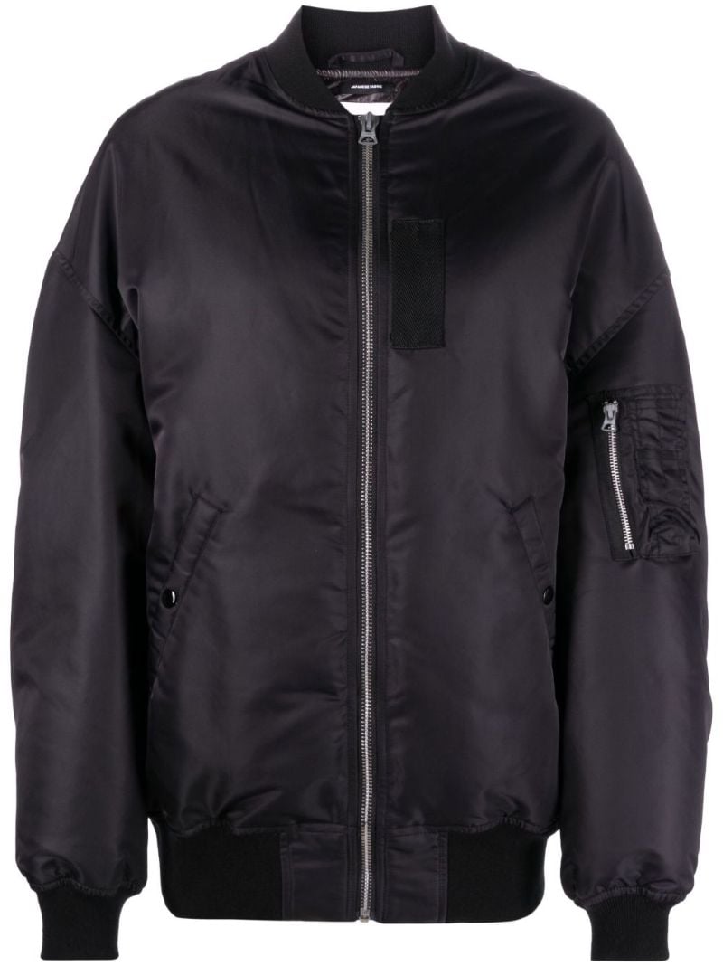 Black Zip-detailed Bomber Jacket