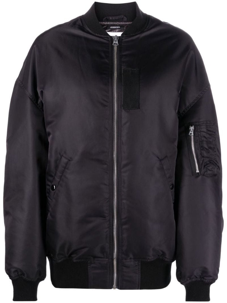 Black Zip-detailed Bomber Jacket