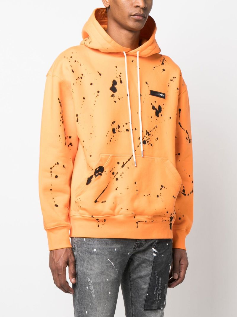 Orange Paint Splatter Print Hoodie
