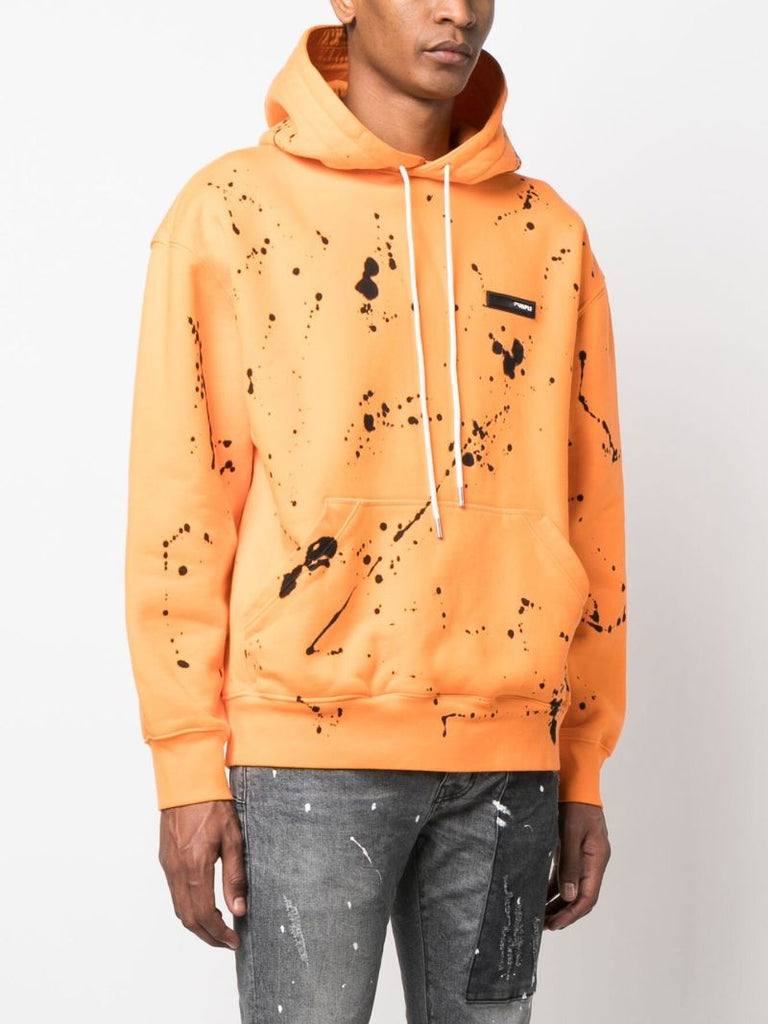 Orange Paint Splatter Print Hoodie