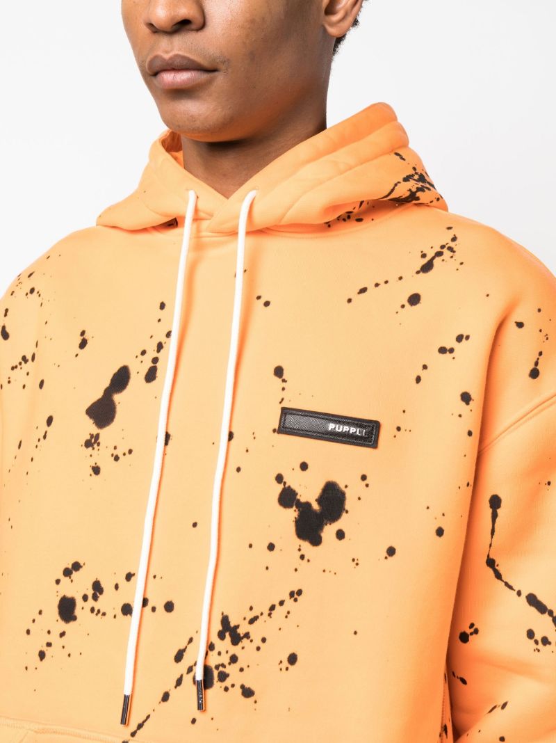 Orange Paint Splatter Print Hoodie