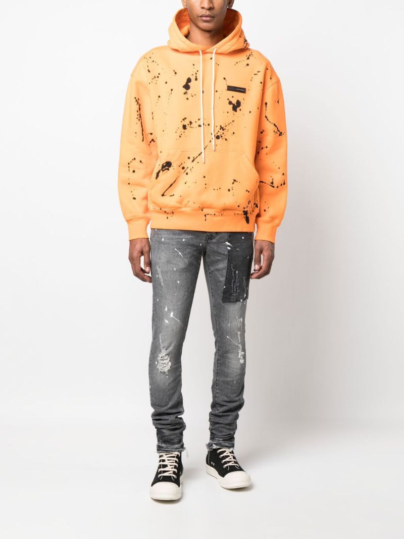 Orange Paint Splatter Print Hoodie