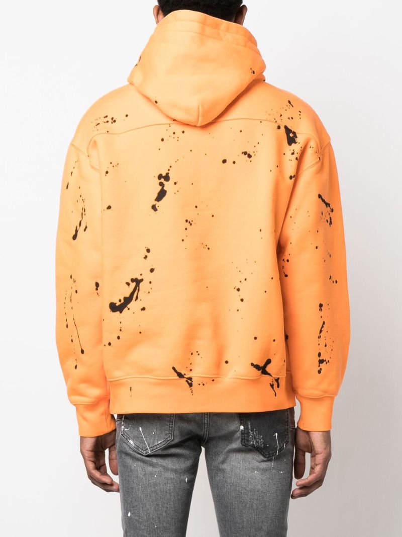 Orange Paint Splatter Print Hoodie