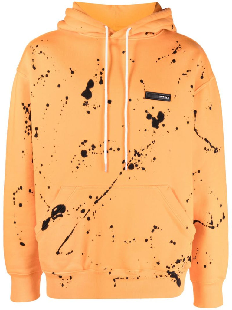 Orange Paint Splatter Print Hoodie