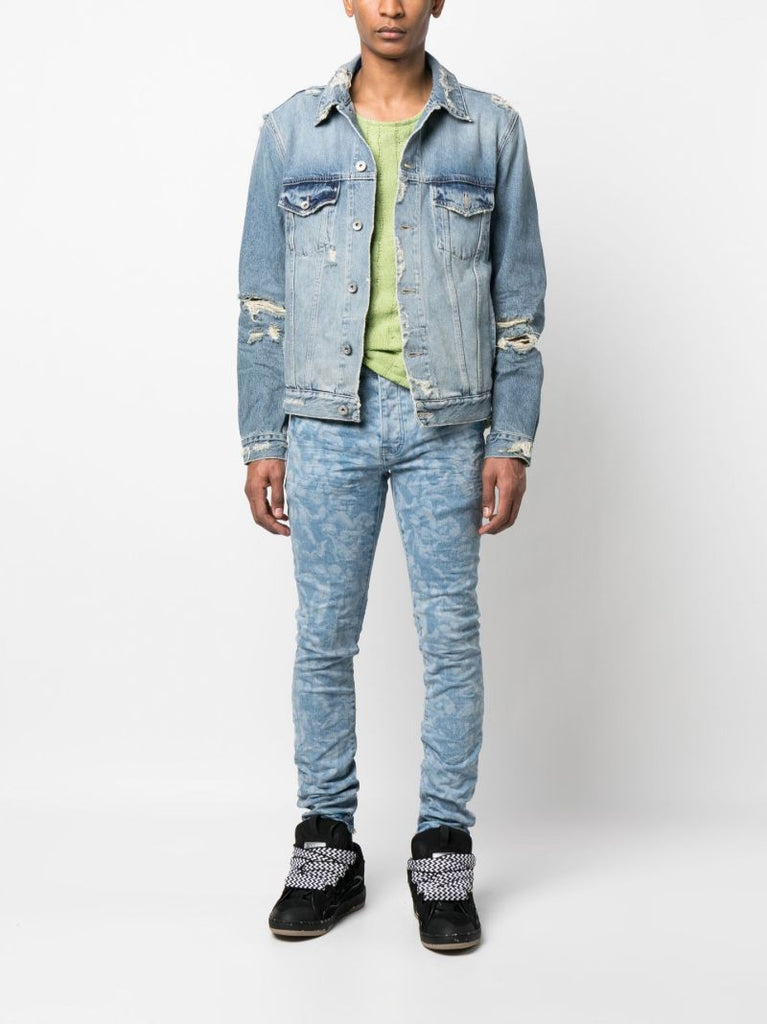 Blue Distressed Denim Jacket