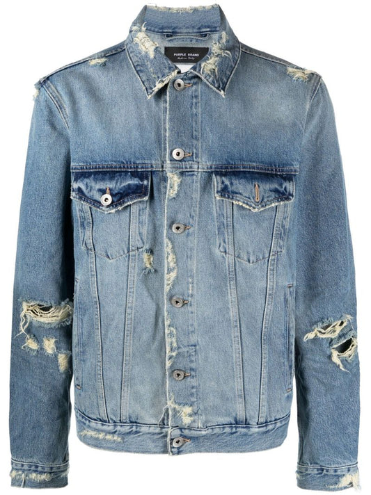 Blue Distressed Denim Jacket
